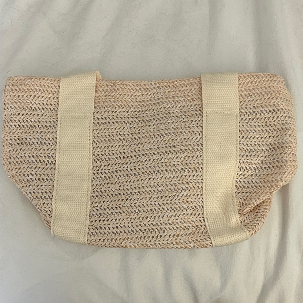 Woven Straw Tote Bag in Natural Cream